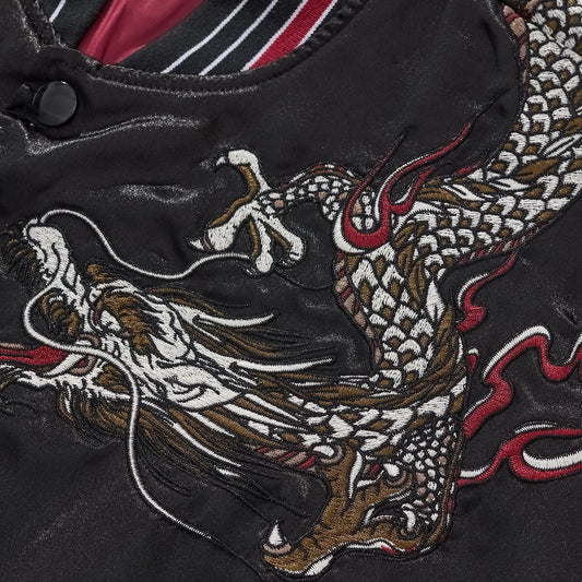 Veste casual robuste avec motif dragon brodé