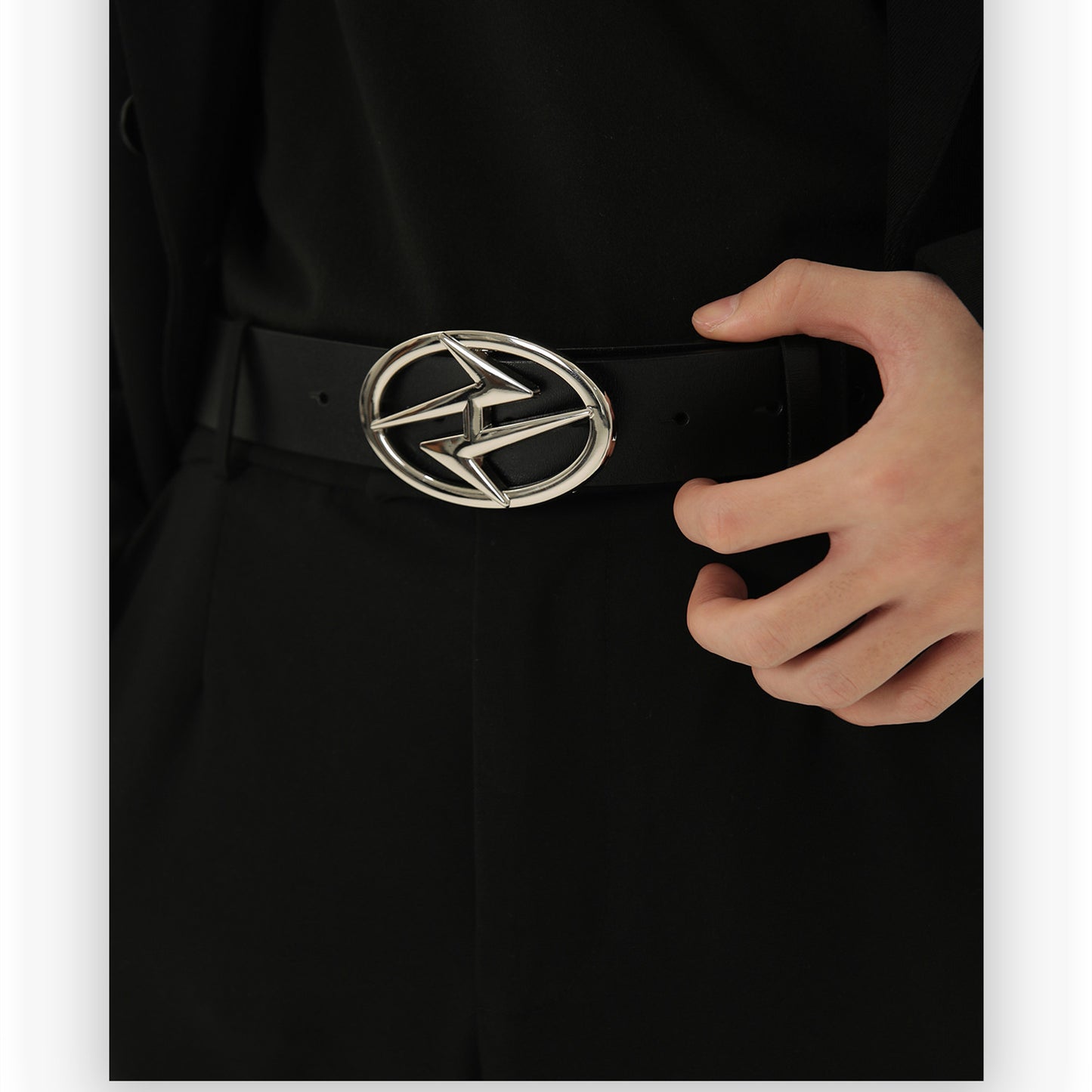 Ceinture double couche en cuir avec boucle en métal