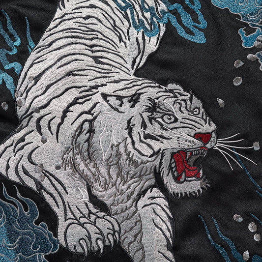 Veste casual avec broderie tigre en descente