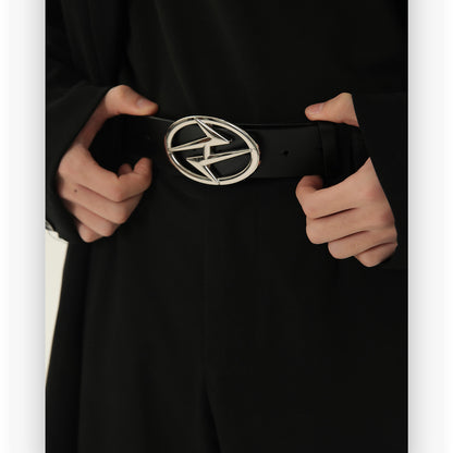 Ceinture double couche en cuir avec boucle en métal