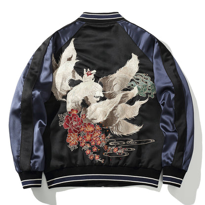 Veste casual avec broderie de renard à neuf queues