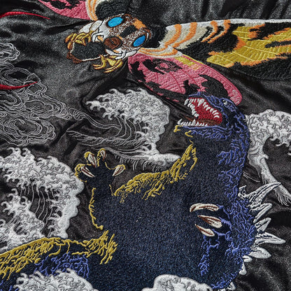 Veste casual streetwear avec broderie godzilla