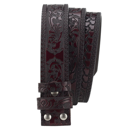 Ceinture en cuir lisse embossé à motif original