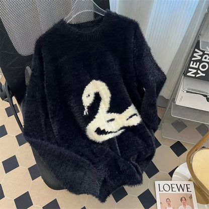 Pull tendance, style décontracté motif de serpent