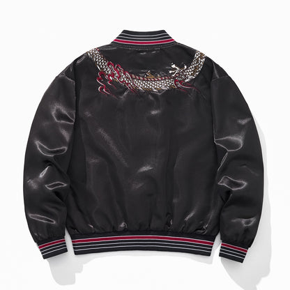 Veste casual robuste avec motif dragon brodé