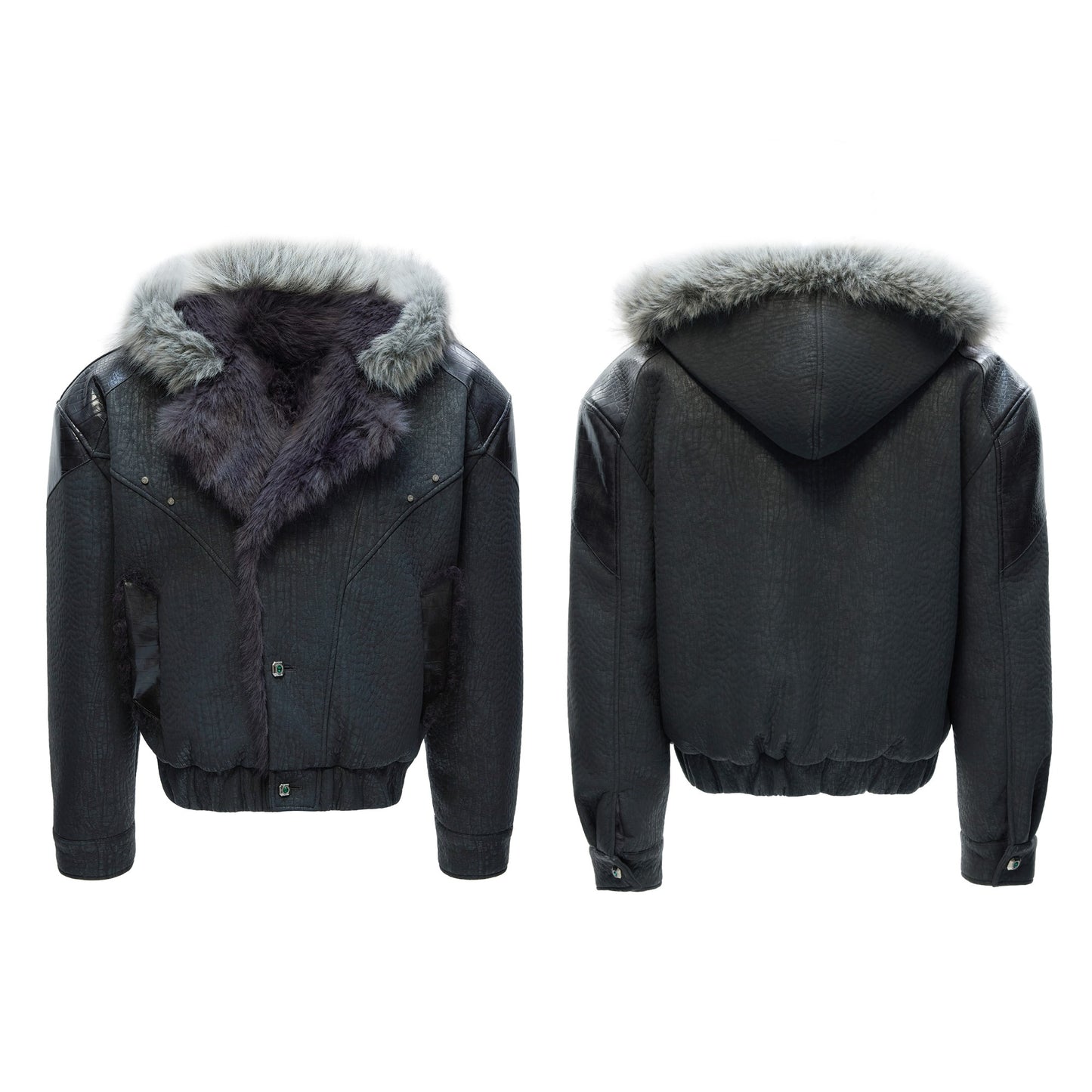 Veste en coton avec capuche en fourrure
