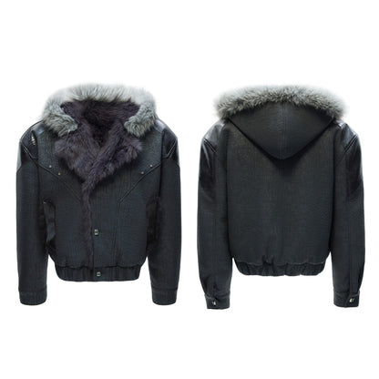 Veste en coton avec capuche en fourrure