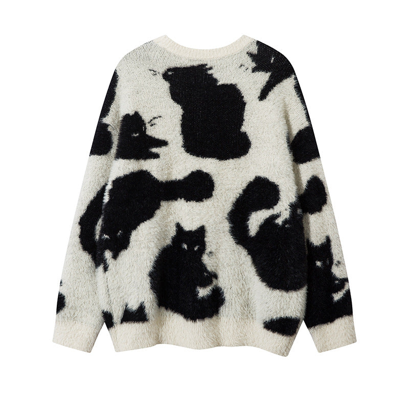 Pull tendance style américain avec motif de chat