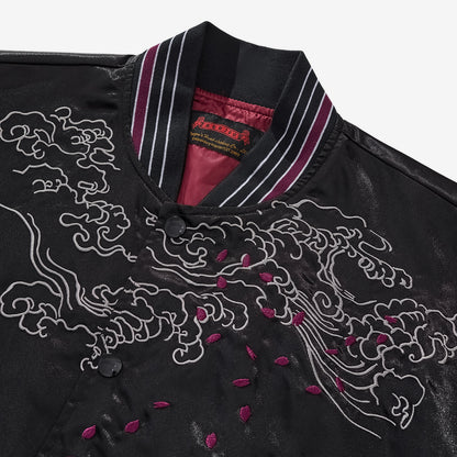 Veste Casual avec broderie nuages porte-bonheur et dragon de feu violet