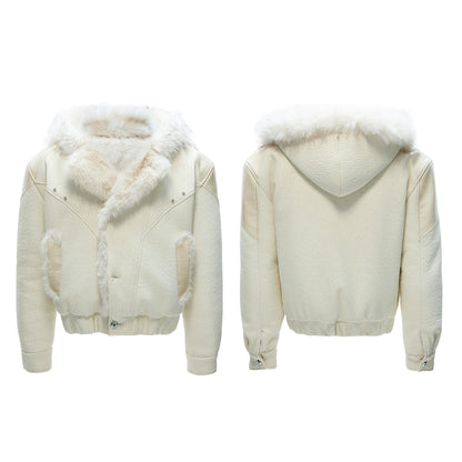 Veste en coton avec capuche en fourrure