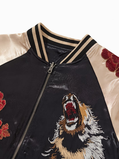 Veste avec broderie renard à neuf queues et lion