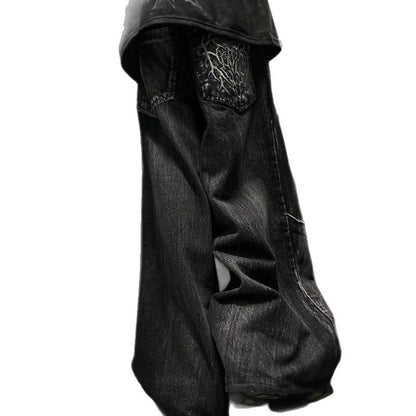 Jean style high street avec patch brodé motif araignée