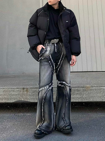 Jean heavy industry, délavé et usé, coupe décontractée