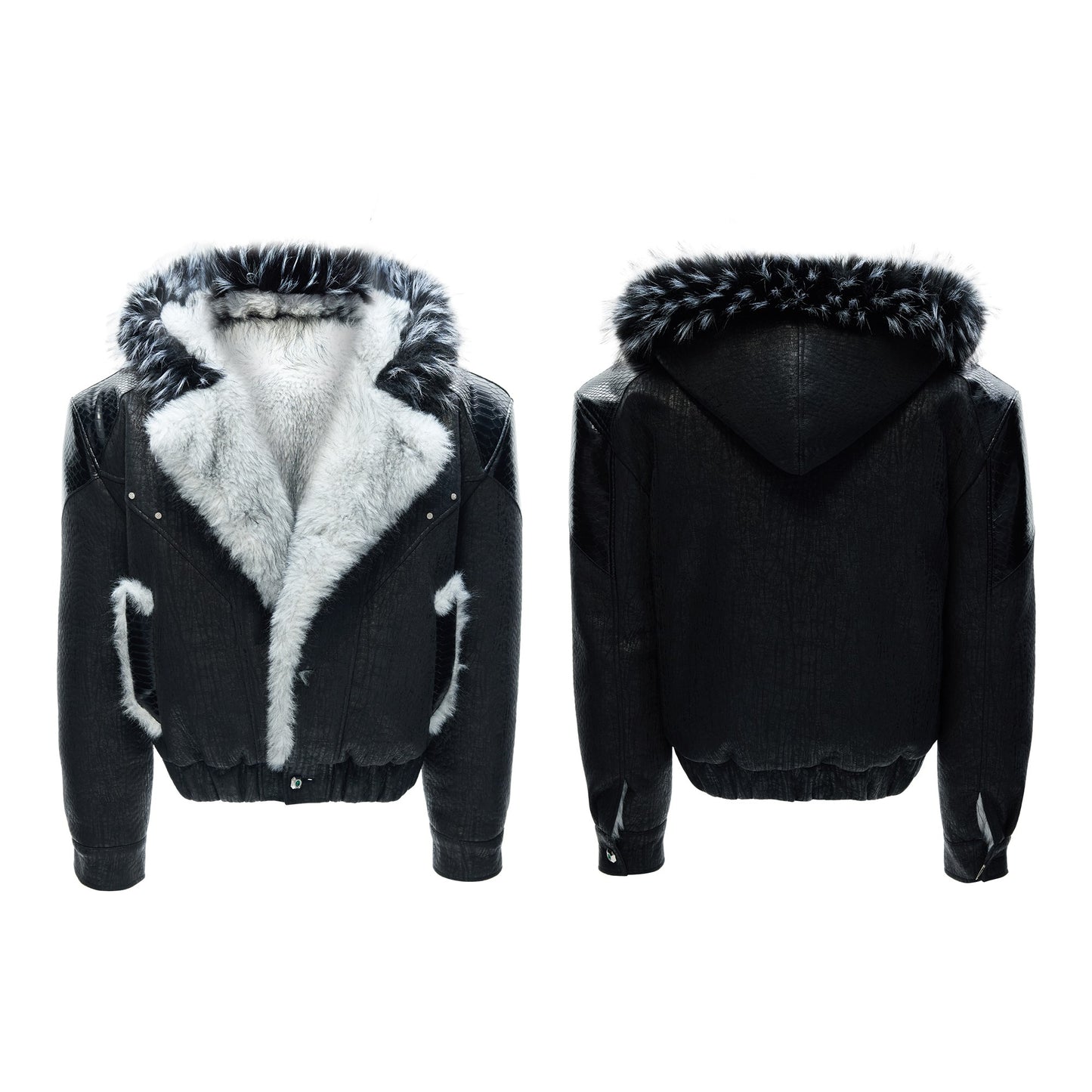 Veste en coton avec capuche en fourrure