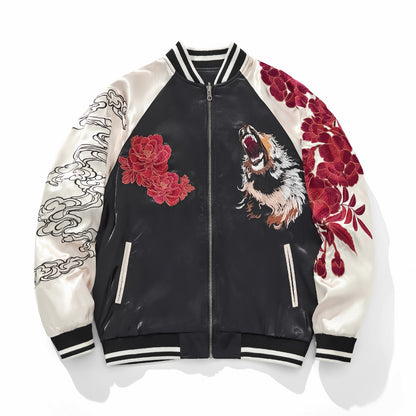 Veste avec broderie renard à neuf queues et lion