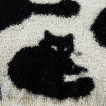 Pull tendance style américain avec motif de chat