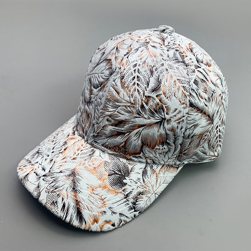 Casquettes style coréen en cuir véritable avec motif tendance