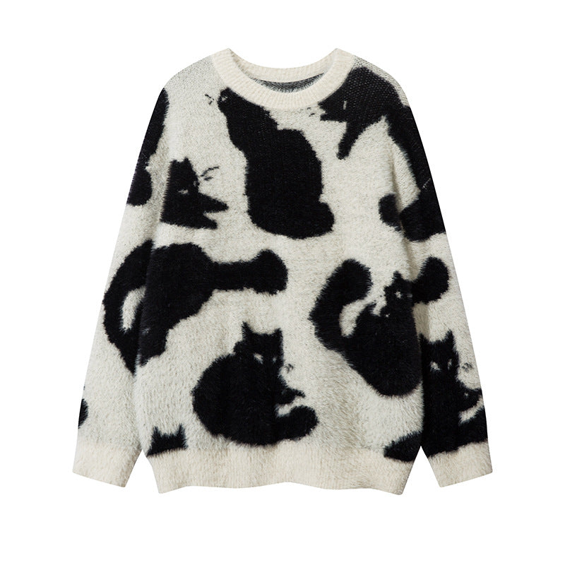 Pull tendance style américain avec motif de chat