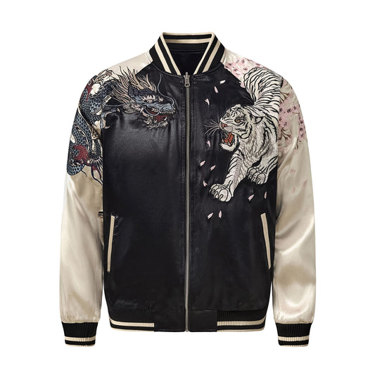 Veste avec broderie dragon, tigre et quatre bêtes divines
