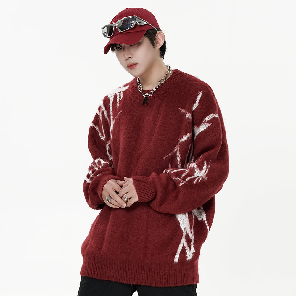 Pull à col rond avec broderie graffiti