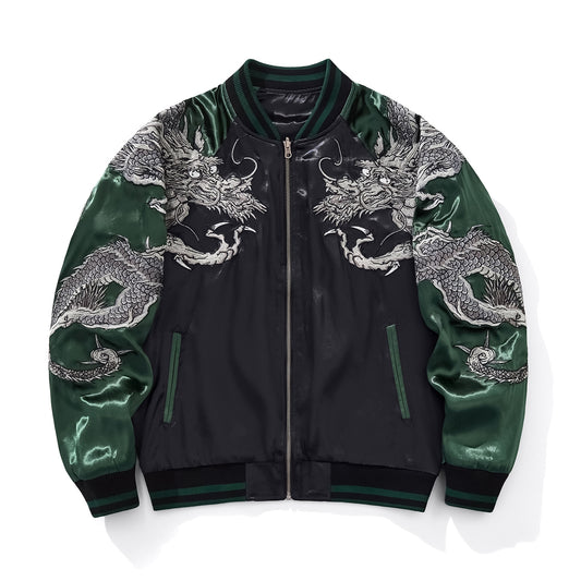 Veste casual robuste et tendance avec broderie de dragon