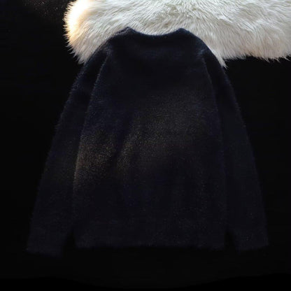 Pull avec motif fleurs rouges en velours floqué