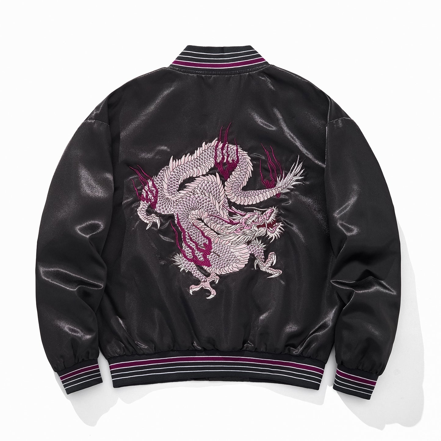 Veste Casual avec broderie nuages porte-bonheur et dragon de feu violet