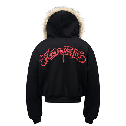 Veste ample en coton avec lettres brodées, style rétro