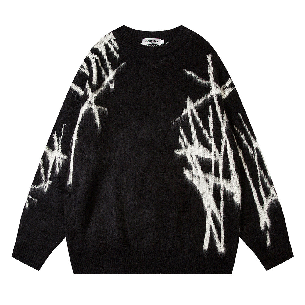 Pull à col rond avec broderie graffiti