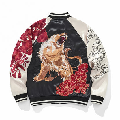 Veste avec broderie renard à neuf queues et lion