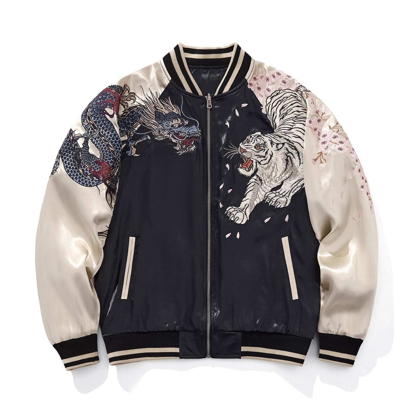 Veste avec broderie dragon, tigre et quatre bêtes divines