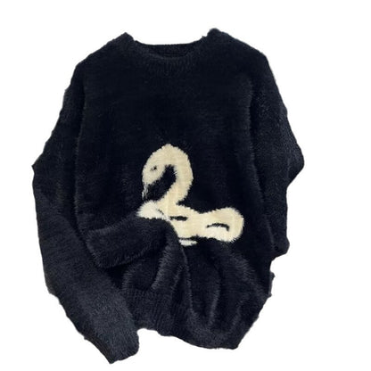 Pull tendance, style décontracté motif de serpent