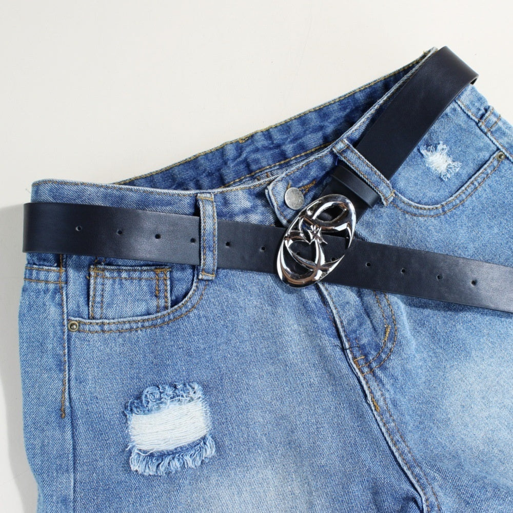 Ceinture casual tendance avec boucle argentée stylé