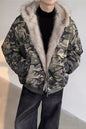 Veste à capuche camouflage, style rétro, avec col en fourrure