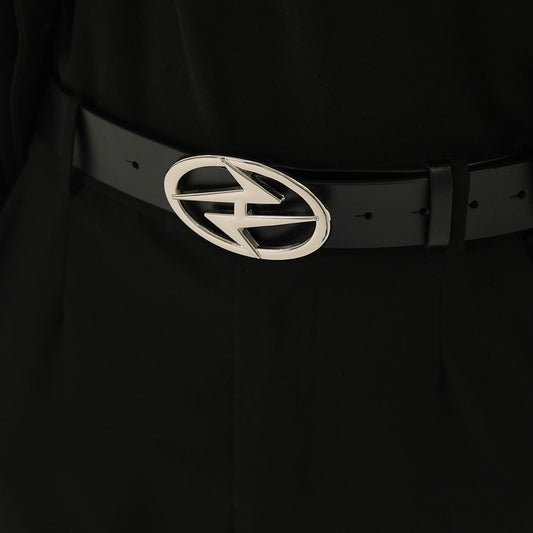 Ceinture double couche en cuir avec boucle en métal