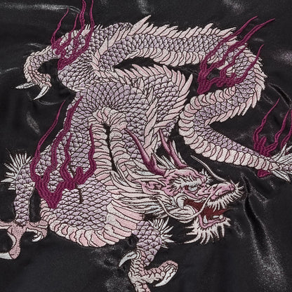 Veste Casual avec broderie nuages porte-bonheur et dragon de feu violet