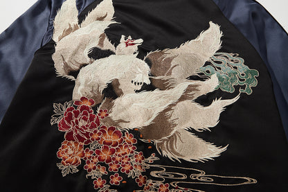 Veste casual avec broderie de renard à neuf queues