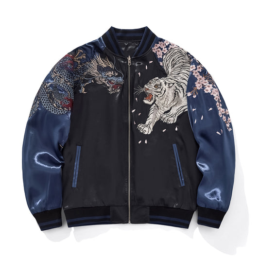 Veste avec broderie dragon, tigre et quatre bêtes divines