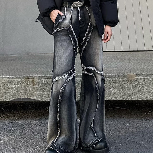 Jean heavy industry, délavé et usé, coupe décontractée