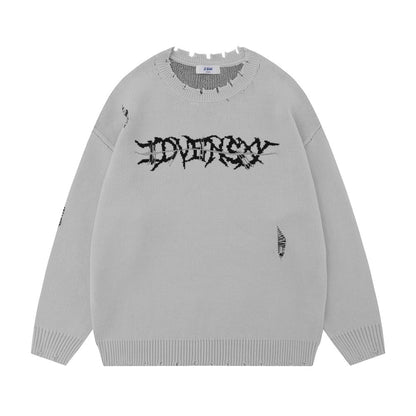 Pull déchiré avec motif squelette draconique