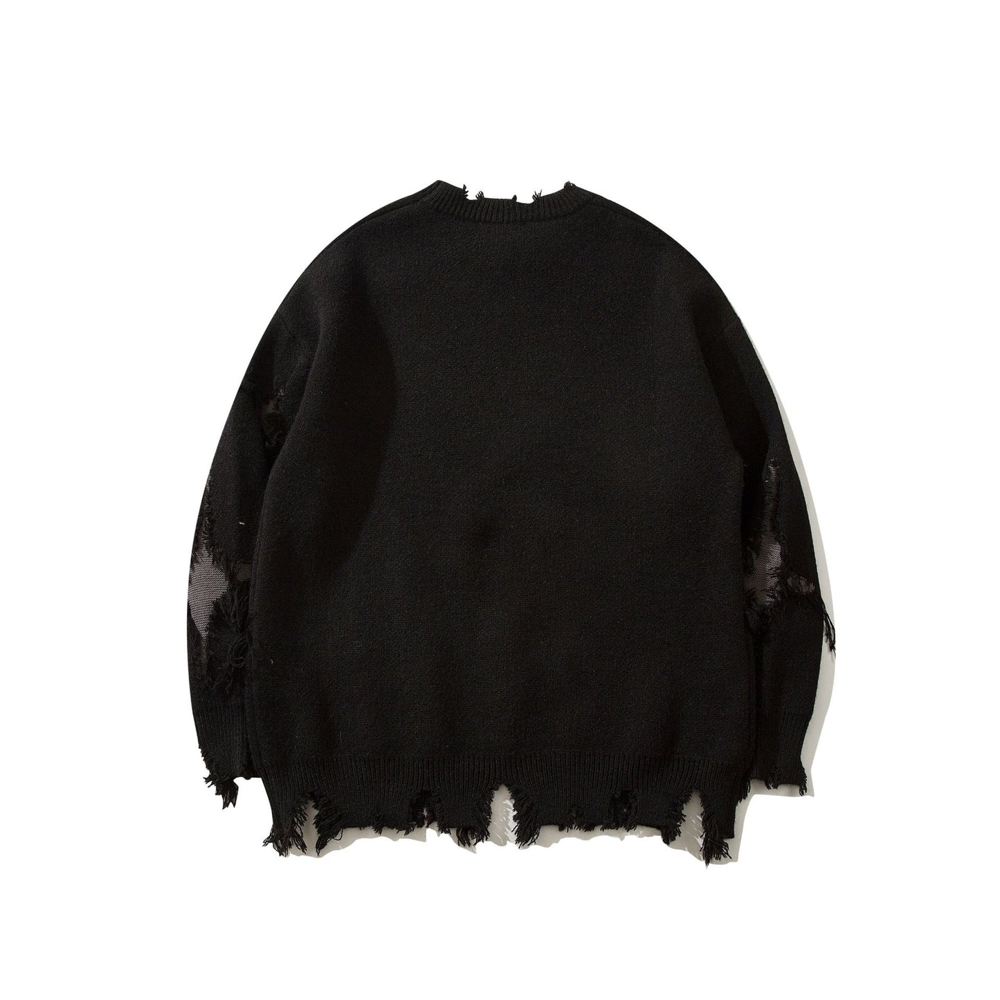 Pull déchiré tendance à motif tête de mort