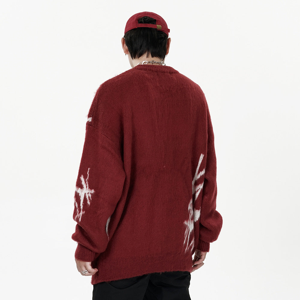 Pull à col rond avec broderie graffiti