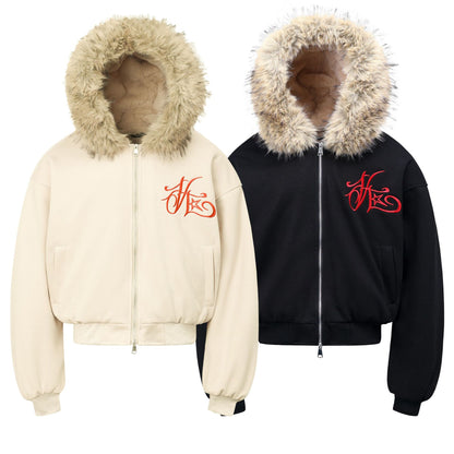 Veste ample en coton avec lettres brodées, style rétro