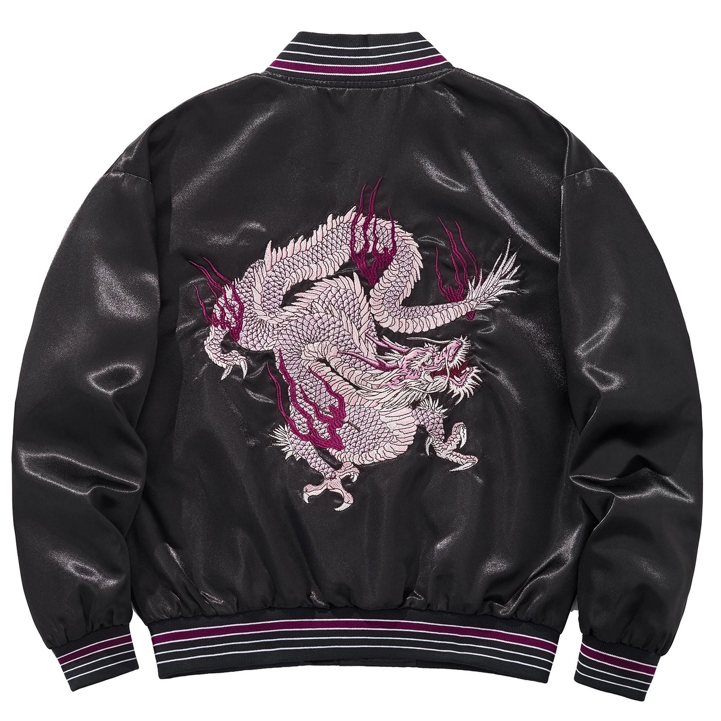 Veste Casual avec broderie nuages porte-bonheur et dragon de feu violet