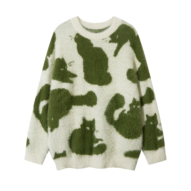 Pull tendance style américain avec motif de chat