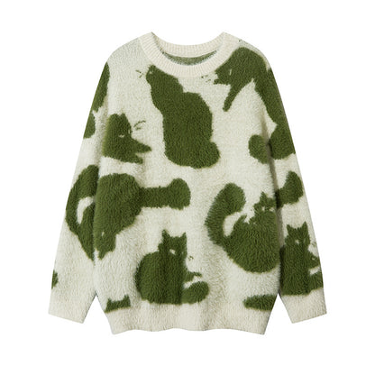 Pull tendance style américain avec motif de chat