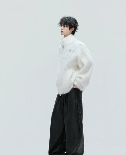 Cardigan avec col en peluche avec perles