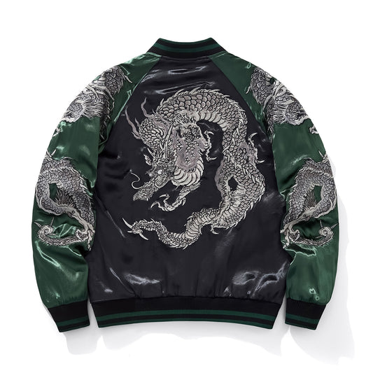 Veste casual robuste et tendance avec broderie de dragon